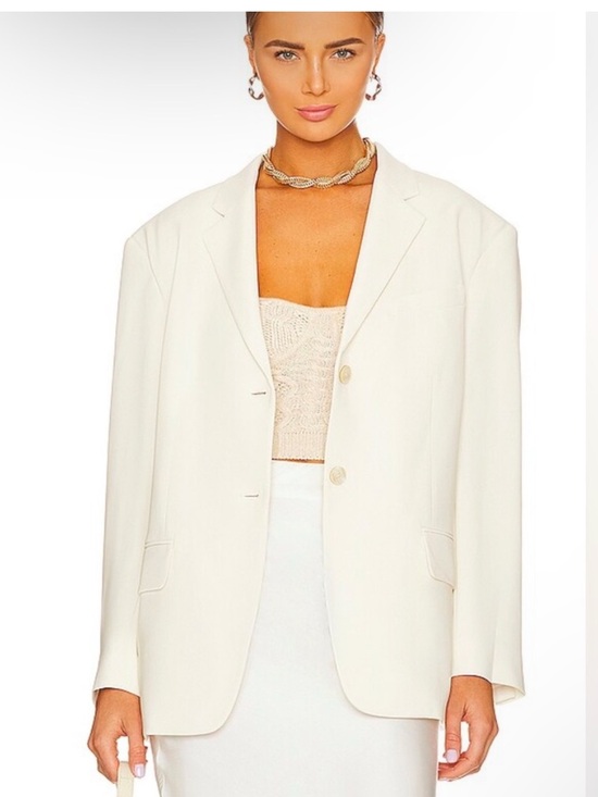 Theory Jackets & Blazers - THEORY Admiral Crepe Boxy Blazer Ivory Small Medium Rice